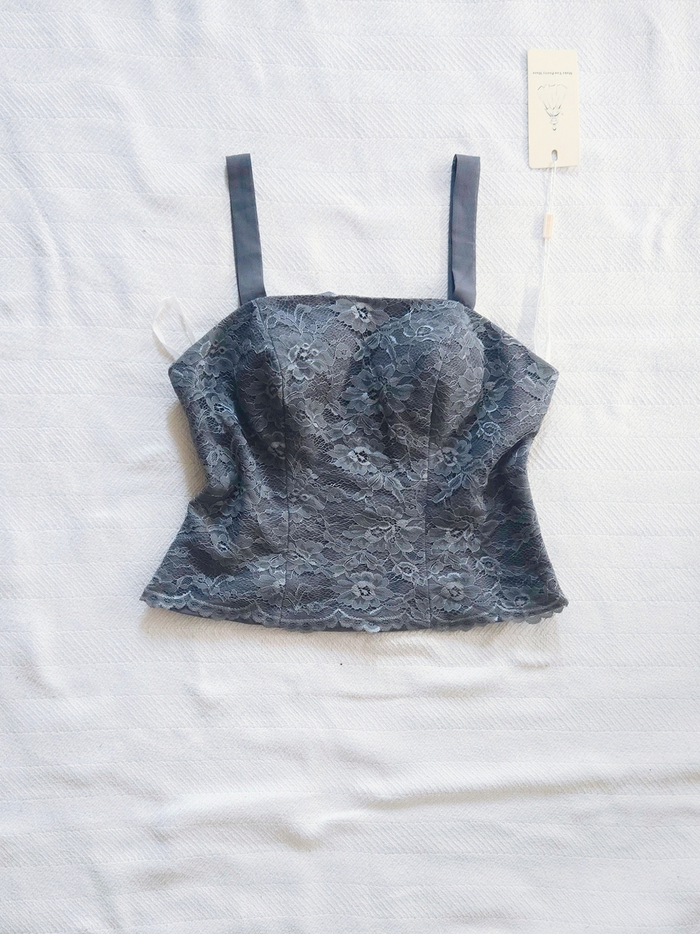 Lace Bustier Cami in Slate Gray